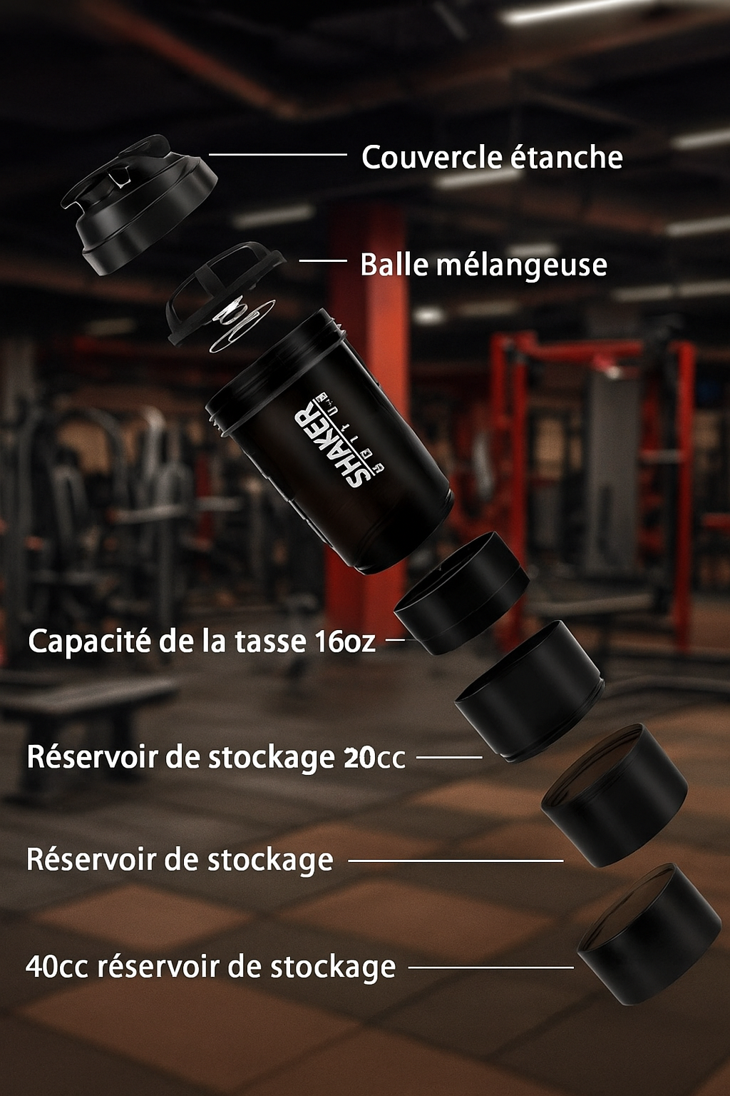 Shaker manuel avec compartiments de rangement